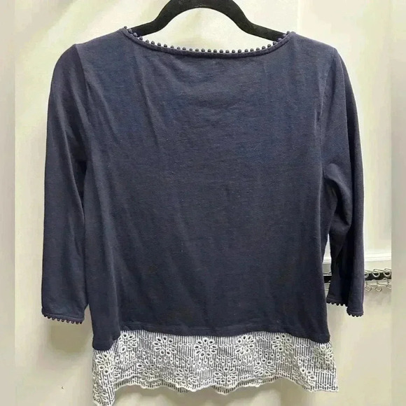 Boden Jersey Broderie Overlay Top - Picture 2 of 10